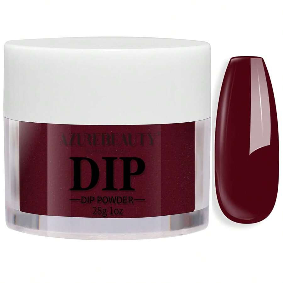 AZUREBEAUTY Dip Powder Dark Reddish Red Color, Scarlet Nail Dipping Powder French Nail Art Starter Manicure Salon DIY At Home, Odor-Free And Long-Lasting, No Needed Nail Lamp Curing, 1 Oz - 紅色 - 查看 1