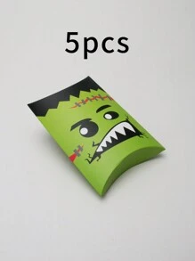 5 piezas/10 piezas Cajas de regalo con forma de almohada para Halloween para tarjetas de regalo, dulces, galletas, regalos, detalles de fiesta hechos a mano, decoración de aula, fiesta escolar, decoraciones de Halloween, decoraciones del hogar para Halloween, fiesta de Halloween, bolsa de Halloween, fiesta de Halloween - Papel - Ver 9