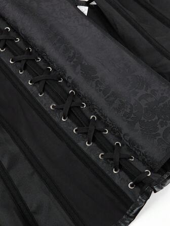 Gothic Steel Boned Corset, Vintage Punk Overbust Bodice Bustier For Women, Formal Party, Halloween Cosplay Costume