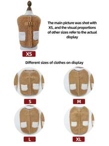 PETCIRCLE 1 件宠物服装可爱时尚口袋背心适用于狗/猫 - 棕色 - 棕色 - 查看 12