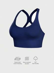 Seamless Cross Back Sports For Workout Shockproof Push Up Bra Padded Sexy Lingerie Women Underwear Sports Vest Bras With Pad Push Up Tops Bralette For Yoga Gym Sportswear Gym Clothes Women Workout Tops Sports Bra For Workout