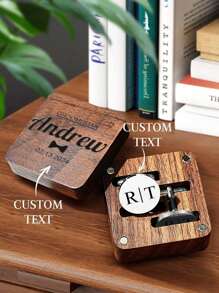 1Pair Custom Engraved Cufflinks With Box Personalized Name Cufflinks, Custom Black/ Gold/ Silver/ Rose Gold Cufflinks, Unique Men's Accessory Perfect Wedding Groomsmen, Best Man, Father's Day, Birthday, Anniversary, Business Gift Ideal For Dad, Husband, Boyfriend, Groom, Or Businessman - Elegant And Timeless Keepsake, Handcrafted Custom Jewelry - Style 3 - View 1