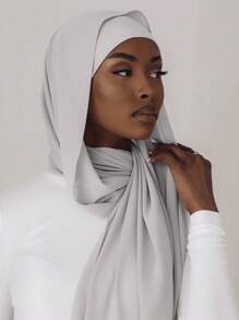 1pc Women's Casual Daily Wear Chiffon Headscarf Hijab Abaya Accessories Veiled Clothes - Màu Xám nhạt - Xem 2