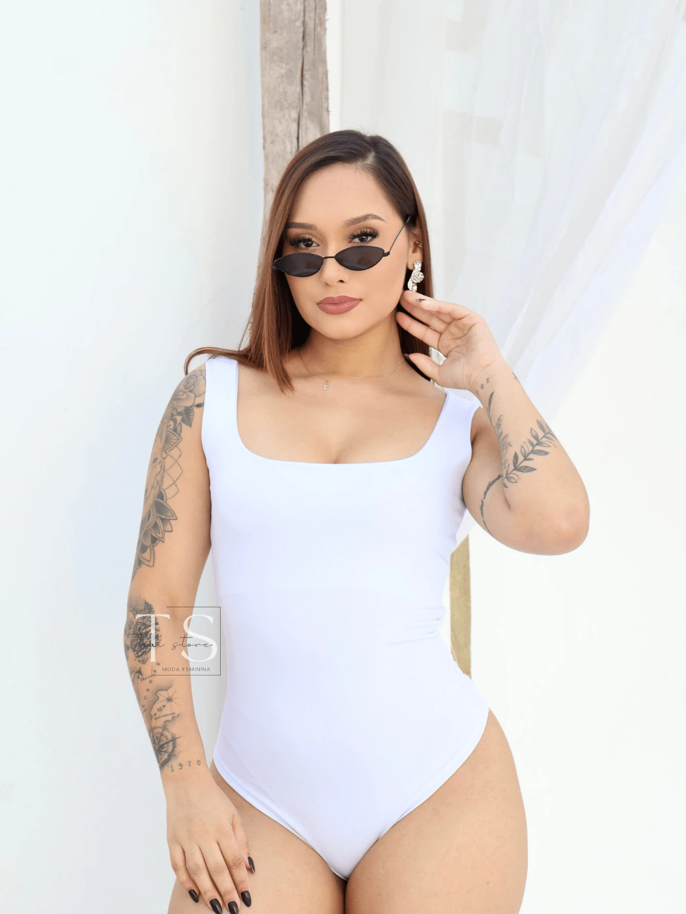 Women Bodysuits - 白色 - 查看 1