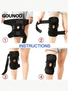 GOUNOD 1Pc  Knee Brace With Side Stabilizers & Patella Gel Pads For Maximum Knee Pain Support And Fast Recovery For Men And Women - màu đen - Xem 6