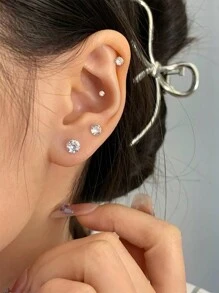 1 para modnych kolczyków ze srebra próby 999 z cyrkoniami sześciennymi zakręcanymi z klasycznymi kolczykami w słodkim stylu do codziennej dekoracji ZYE192