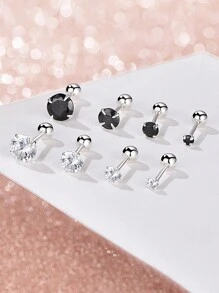 1 para modnych kolczyków ze srebra próby 999 z cyrkoniami sześciennymi zakręcanymi z klasycznymi kolczykami w słodkim stylu do codziennej dekoracji ZYE192