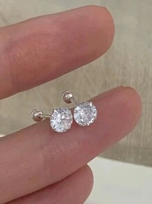1 para modnych kolczyków ze srebra próby 999 z cyrkoniami sześciennymi zakręcanymi z klasycznymi kolczykami w słodkim stylu do codziennej dekoracji ZYE192