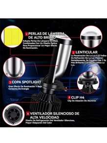 2 pcs Mini led Canbus Y6 H4 superbrillante con Lente LED ,2pcs Focos LED  Y6  H4 Luz Alta/Baja,Coche Proyector Alto Y Bajo De La Lupa De Los Focos Led H4 , lupa alta y baja de faro LED para automóviles y motocicletas , Bombilla de faro LED H4, Faro de Coche 5500k - Negro - Ver 7