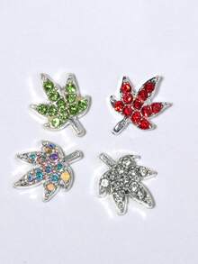20 piezas Encantos de uñas de aleación con hojas de otoño 3D verde, rojo, plata, encantos de uñas, arte de uñas, rhinestones, encanto de hoja de arce, joyería de uñas, gemas brillantes, diseños de encantos de uñas de otoño de acción de gracias para mujeres, DIY para uñas acrílicas decoración uñas - Multicolor - Ver 4
