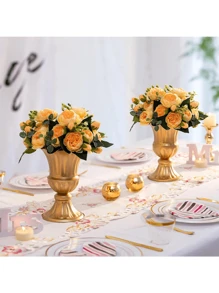 2/8 Pcs Gold Flower Arrangements Vase For Wedding Table Centerpiece - 9in Metal Planter Vase Pot For Artificial Real Flower Small Trumpet Plant Urn For Garden,Halloween And Decorations - 兩種尺寸可供選擇 - 查看 5