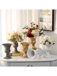 2/8 Pcs Gold Flower Arrangements Vase For Wedding Table Centerpiece - 9in Metal Planter Vase Pot For Artificial Real Flower Small Trumpet Plant Urn For Garden,Halloween And Decorations - 兩種尺寸可供選擇 - 查看 4