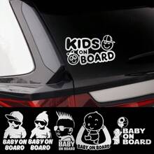 适用于 Mini Cooper S JCW R50 R53 R56 R60 R61 F54 F55 F56 F60 配件 Baby On Board 车身卡通贴纸 警示贴花 PVC - Silver White - 查看 12