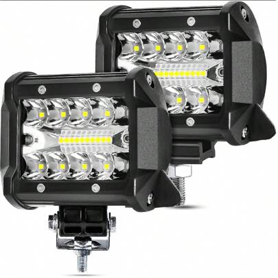 LED Light Pods, 4 Inch 60W LED Light Bar 20000LM Spot Flood Combo Off Road Light Triple Row LED Work Light