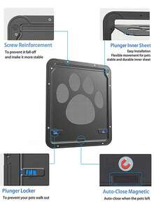 Pet Door Dog Screen Door Cat Door For Window Screen Lockable Magnetic Flap Screen Door Inner Door Baffle 10.3*8.4 Inches Self-Closing Screen Door With Locking Function Sturdy Screen Door For Puppy Dogs And Cats - Black - View 3