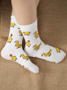 1 Đôi tất thời trang cao đến bắp chân bằng vải ngỗng trắng và vàng dành cho nam và nữ, mùa thu - Nhiều màu - Xem 5