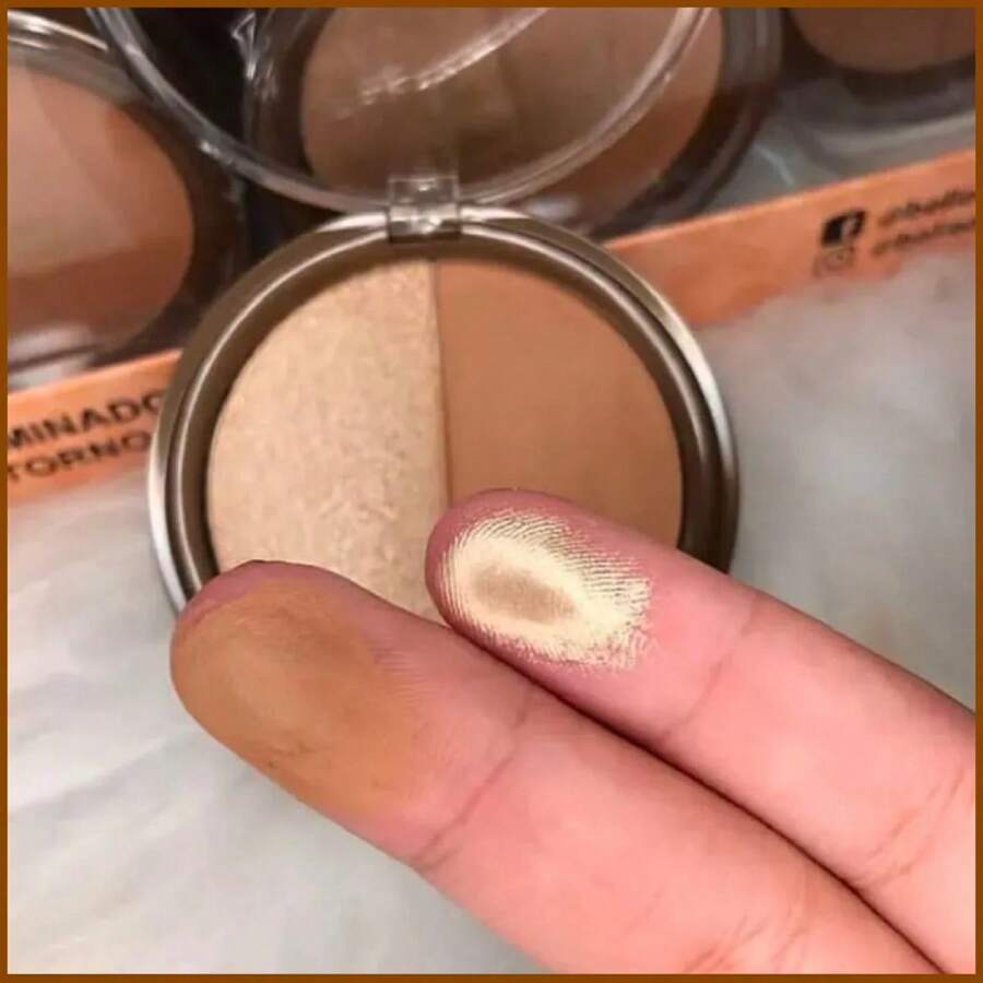 TÁLINDA - Paleta Facial Duo Iluminador e Contorno Matte Universal - Belle Angel Festa Junina