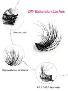 Asiteo 90 片 D 卷单根睫毛，自然蓬松浓密分段睫毛 DIY 假睫毛 适用于日常化妆延长睫毛簇、睫毛簇、单根睫毛、睫毛、假睫毛 - 黑色 - 查看 3