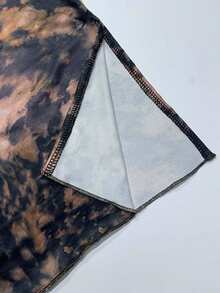 1pc Digital Printed Fitted Long Sleeve Dress - Rust Brown - View 6