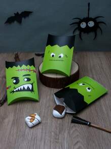5 piezas/10 piezas Cajas de regalo con forma de almohada para Halloween para tarjetas de regalo, dulces, galletas, regalos, detalles de fiesta hechos a mano, decoración de aula, fiesta escolar, decoraciones de Halloween, decoraciones del hogar para Halloween, fiesta de Halloween, bolsa de Halloween, fiesta de Halloween - Papel - Ver 4
