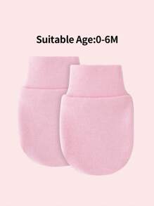 8pairs Baby Girls Solid Color Edging Anti-Scratch Face Gloves Newborn Full Finger Mittens, Very Cute Pink Color Suitable For Casual Daily Wear, For Spring Summer Autumn Winter - Multicolor - View 10