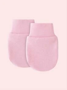 8pairs Baby Girls Solid Color Edging Anti-Scratch Face Gloves Newborn Full Finger Mittens, Very Cute Pink Color Suitable For Casual Daily Wear, For Spring Summer Autumn Winter - Multicolor - View 4