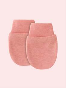 8pairs Baby Girls Solid Color Edging Anti-Scratch Face Gloves Newborn Full Finger Mittens, Very Cute Pink Color Suitable For Casual Daily Wear, For Spring Summer Autumn Winter - Multicolor - View 5