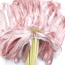 50/20/10 件/批 带铃铛的丝带婚礼魔杖 旋转彩带 婚礼丝带棒 适用于婚礼装饰、圣诞节 - 彩色 - 查看 11