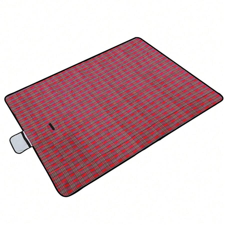 60" X 78" Waterproof Picnic Blanket Handy Mat With Strap Foldable Camping Rug - Đỏ - Xem 1