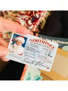 1 个圣诞老人虚拟执照、圣诞游戏道具、雪橇驾驶执照、圣诞老人游戏道具、圣诞装饰、新奇、便宜物品、圣诞节 - 彩色 - 查看 7