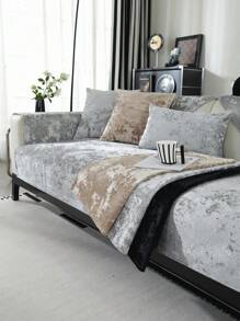 1pc Almofada de sofá de veludo de cor sólida com estilo, antiderrapante, anti-riscos, decoração de casa, almofada de sofá universal para quatro estações