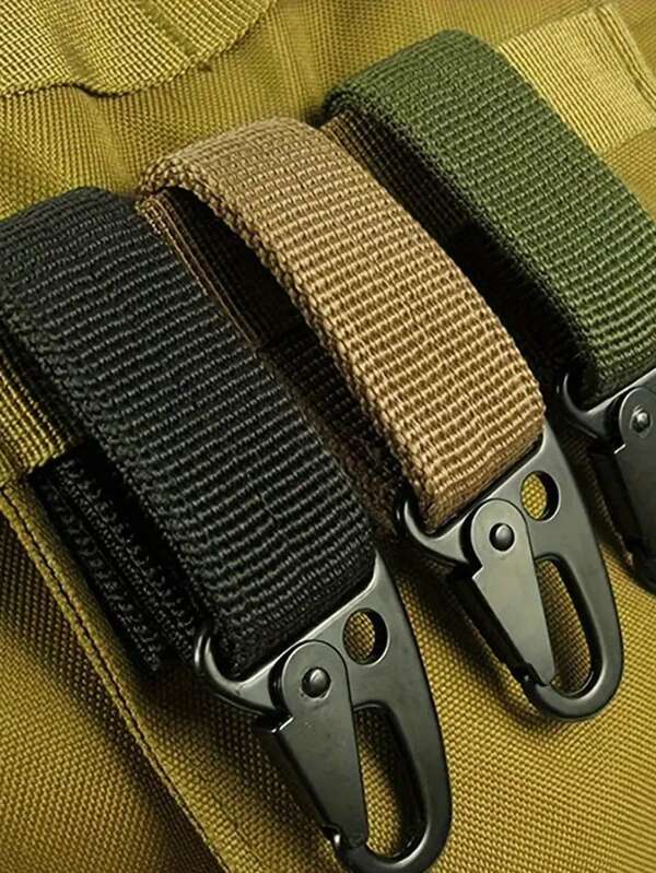 1pc Durable Molle Clip Buckle - Heavy-Duty Nylon Belt Key Ring Keychain Holder With Carabiner Hook For Outdoor Activities, Camping, Hiking, And Climbing