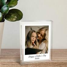 1pc Customized Acrylic Photo Block - Personalize With Your Photos And Text, Suitable For Holidays, Birthdays, Anniversaries, Graduations, And Other Special Occasions, Personalized Acrylic Printed Gift, Valentine Day Decor Students, Kids For Valentine's Day, For Anniversaries, For Weddings, For Mother's Day, For Children's Day, For Birthdays, For Father's Day, For Graduation, For Housewarming School, Office, Home - Crystal Color - View 2