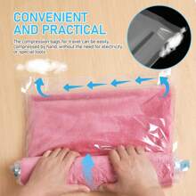Compression Bags For Travel,Hand Roll-Up Space Saver Seal Clothes Storage Bags Reusable Vacuum Storage Bags No Vacuum Or Pump Needed Roll-Up Compression For Comforters, Blankets, Bedding, Clothing Travel Packing Organizer  Decorations   Autumn Decor Festival Decor Room Decor Home Decor Fall Decor Bedroom Decor - Multicolor - View 7