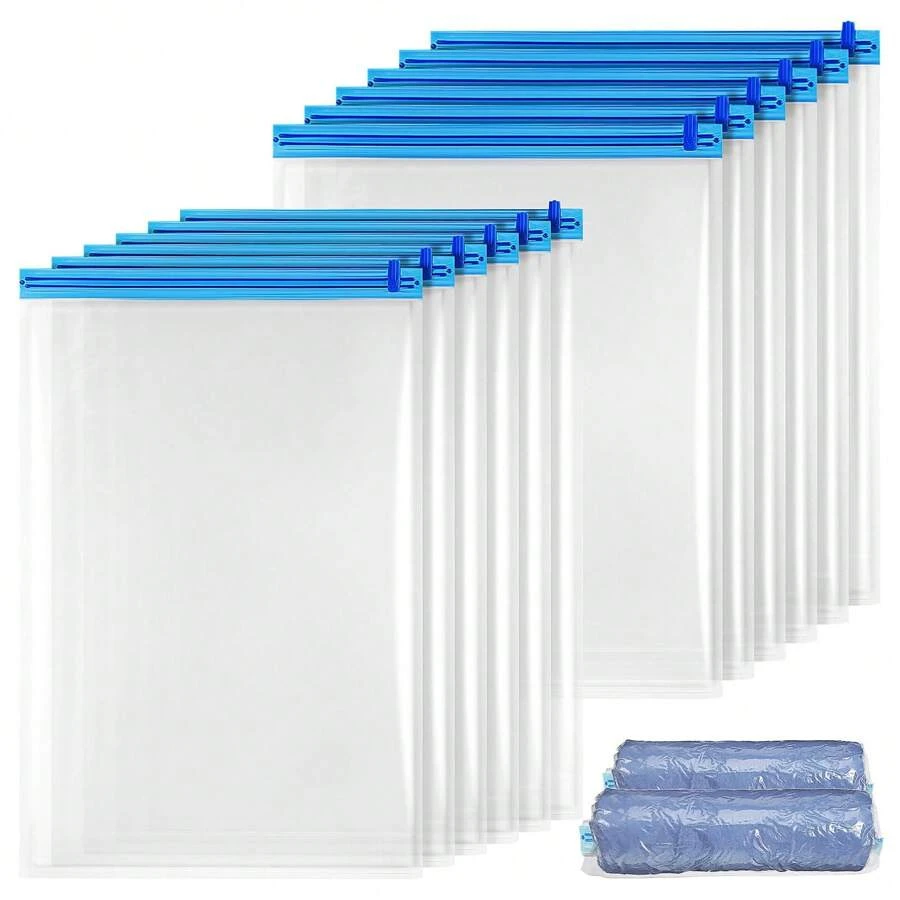 Compression Bags For Travel,Hand Roll-Up Space Saver Seal Clothes Storage Bags Reusable Vacuum Storage Bags No Vacuum Or Pump Needed Roll-Up Compression For Comforters, Blankets, Bedding, Clothing Travel Packing Organizer Decorations Autumn Decor Festival Decor Room Decor Home Decor Fall Decor Bedroom Decor - Multicolor - View 1