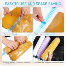 Compression Bags For Travel,Hand Roll-Up Space Saver Seal Clothes Storage Bags Reusable Vacuum Storage Bags No Vacuum Or Pump Needed Roll-Up Compression For Comforters, Blankets, Bedding, Clothing Travel Packing Organizer  Decorations   Autumn Decor Festival Decor Room Decor Home Decor Fall Decor Bedroom Decor - Multicolor - View 3