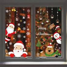 2 Sheets Christmas Static Cling Window Stickers, Multicolor Double-Sided Glass Decals, Christmas Holiday Decorations - Multicolor - View 1
