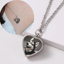 Colar Personalizado de Cinzas Memorial de Animais de Estimação com Foto e Texto, Joia de Cremação Personalizada de Cachorro/Gato, Pingente em Forma de Coração Urna Personalizada Colar Unissex para Amantes de Cachorros e Gatos, Prata, Elegante, Colorido, Vintage, Hipster, Personalizado, Único, Presente Ideal para Ele, Presente Ideal para Ela, Namorada, Namorado, Pai, Mãe, Família, Amigos, Animais de Estimação, para Aniversários, Formatura, Festa, Colares para Mulheres