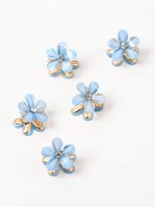3/5/6pcs Women/Girls Crystal Hair Claw Clips With Flower Design, Pastel Blue Color Hair Jaw Clip Hair Clamps Hair Clutch Hair Catcher Clip Fall Winter Hair Clip Hair Accessories For Women For Vacation Outfits Woman Summer - Baby Blue - View 18