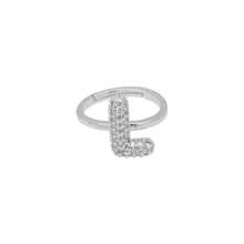 1pc New Cubic Zirconia 26 Letter Finger Ring Silver Plated Women Fashion Jewelry Letter Initial Wedding Rings