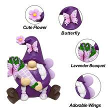 Artículos decorativos con adorno de violeta, figura decorativa de resina con violeta, decoraciones de primavera para la cocina, regalo para ella, decoraciones de jardín de verano, decoración de jardín con violeta, decoraciones para el jardín al aire libre - Morado - Ver 5