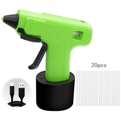 Pistola de silicona inalámbrica recargable con 20 sticks adhesivos