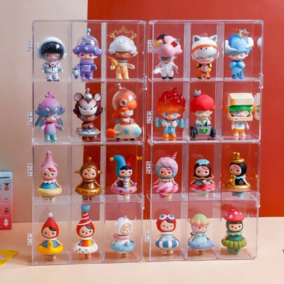 1pc Transparent Storage Display Box, 12 Transparent Storage Shelves, Hand-Decorated Figure Display Box, Model Doll Storage Box, Family Living Room Office Decoration, Valentine's Day New Year Easter Party Decoration