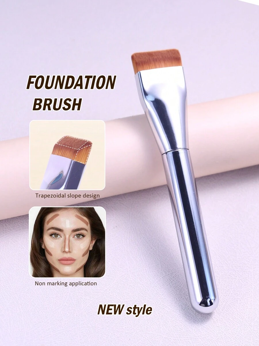 1pc 新款梯形斜坡粉底化妆刷糖面膜刷多功能化妆工具全新设计更贴合打造自信妆容旅行必备 - 亮橙色 - 查看 1