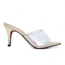 Women's Sandal With Thin Heel 8 Cm Low Vinyl - 金色 - 查看 3