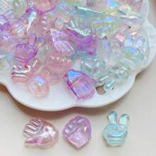 10pcs Mixed Glow-In-The-Dark Colorful Beaded Hand Gesture Design Beads, DIY Jewelry Making Supplies