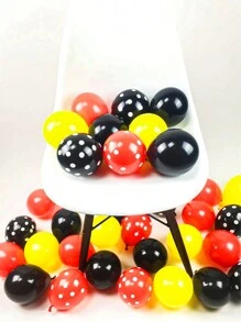 40 个 12 英寸波尔卡圆点乳胶气球，氦气圆形派对气球套装，黑色、黄色、红色，适用于生日派对、迎婴派对、节日、家居装饰、圣诞节