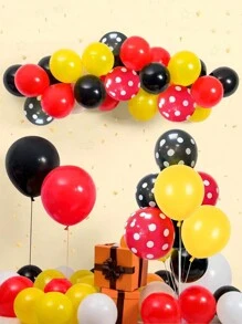 40 个 12 英寸波尔卡圆点乳胶气球，氦气圆形派对气球套装，黑色、黄色、红色，适用于生日派对、迎婴派对、节日、家居装饰、圣诞节