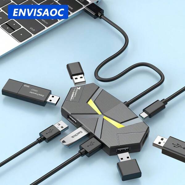 7-Port / 4-Port USB-HUB Splitter USB2.0-Hub Splitter USB-Adapter-Hub Mehrfach-Port-Sockel-Splitter für PC, Laptop, Computer, U-Disk, Drucker, Tastatur, Maus