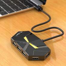 7 端口 / 4 端口 USB 集线器分配器 USB2.0 集线器分配器 USB 适配器集线器多端口插座分配器适用于个人电脑笔记本电脑 U 盘打印机键盘鼠标 - 黑色 - 查看 4